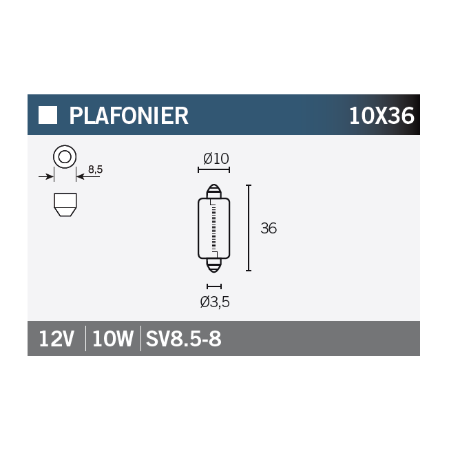 Bec plafoniera 10X36 VLAMP 14622 STANDARD LINE
