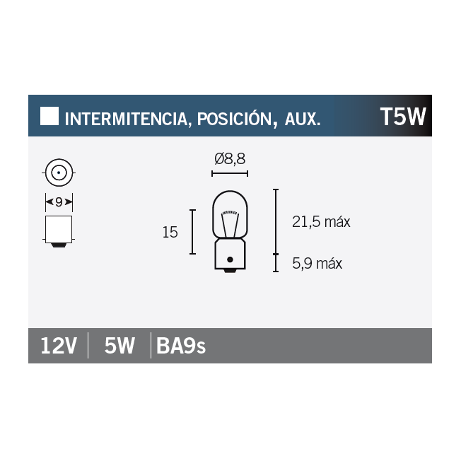 Bec pozitie, semnal, frana, aux. T5W OSRAM 3860 STANDARD LINE