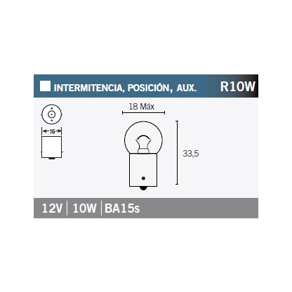 Bec pozitie, semnal, frana, aux. R10W VLAMP L891 STANDARD LINE