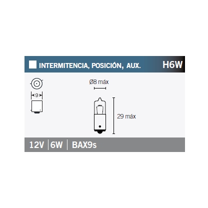 Bec pozitie, semnal, frana, aux. H6W VLAMP L895 STANDARD LINE